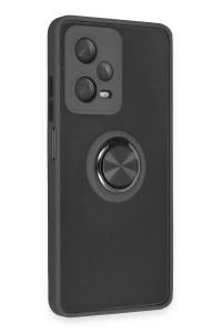 Xiaomi Redmi Note 12 Pro 5G Kılıf Montreal Yüzüklü Silikon Kapak - Siyah