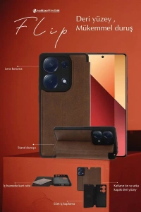 Xiaomi Redmi Note 13 4G Kılıf Flip Cover - Taba