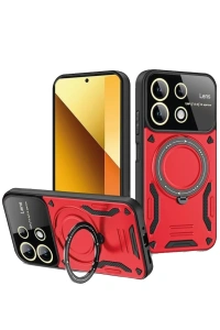 Xiaomi Redmi Note 13 4G Kılıf Joy Lens Standlı Kapak - Kırmızı