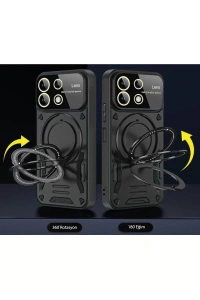 Xiaomi Redmi Note 13 4G Kılıf Joy Lens Standlı Kapak - Kırmızı