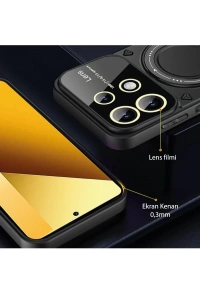 Xiaomi Redmi Note 13 4G Kılıf Joy Lens Standlı Kapak - Lacivert