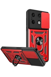 Xiaomi Redmi Note 13 4G Kılıf Pars Lens Yüzüklü Silikon - Kırmızı