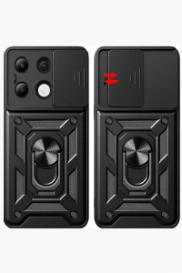 Xiaomi Redmi Note 13 4G Kılıf Pars Lens Yüzüklü Silikon - Siyah