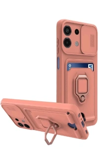 Xiaomi Redmi Note 13 4G Kılıf Zuma Kartvizitli Yüzüklü Silikon - Pembe