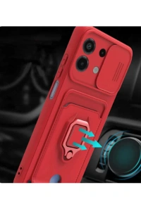 Xiaomi Redmi Note 13 4G Kılıf Zuma Kartvizitli Yüzüklü Silikon - Siyah