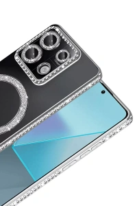Xiaomi Redmi Note 13 Pro 4G Joke Simli Magneticsafe Kılıf - Gümüş