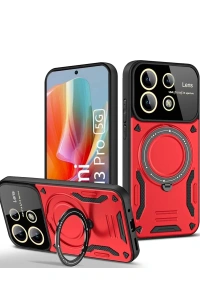 Xiaomi Redmi Note 13 Pro 4G Kılıf Joy Lens Standlı Kapak - Kırmızı