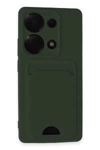 Xiaomi Redmi Note 13 Pro 4G Kılıf Kelvin Kartvizitli Silikon - Koyu Yeşil