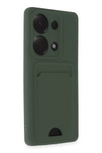 Xiaomi Redmi Note 13 Pro 4G Kılıf Kelvin Kartvizitli Silikon - Koyu Yeşil
