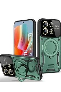 Xiaomi Redmi Note 13 Pro 5G Kılıf Joy Lens Standlı Kapak - Koyu Yeşil