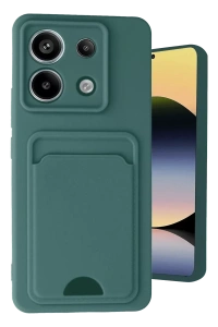 Xiaomi Redmi Note 13 Pro 5G Kılıf Kelvin Kartvizitli Silikon - Koyu Yeşil
