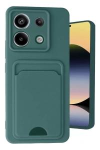 Xiaomi Redmi Note 13 Pro 5G Kılıf Kelvin Kartvizitli Silikon - Koyu Yeşil