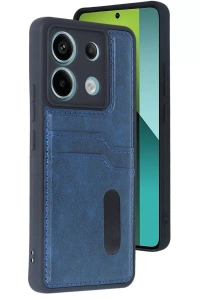 Xiaomi Redmi Note 13 Pro 5G Kılıf Sara Kartvizitli Deri Kılıf - Lacivert