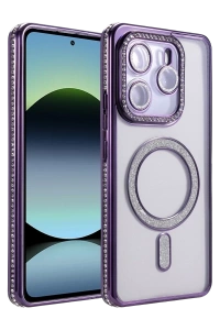 Xiaomi Redmi Note 14 4G Joke Simli Magneticsafe Kılıf - Derin Mor