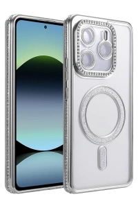 Xiaomi Redmi Note 14 4G Joke Simli Magneticsafe Kılıf - Gümüş