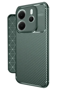 Xiaomi Redmi Note 14 4G Kılıf Auto Focus Karbon Kapak - Koyu Yeşil