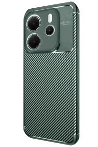 Xiaomi Redmi Note 14 4G Kılıf Auto Focus Karbon Kapak - Koyu Yeşil