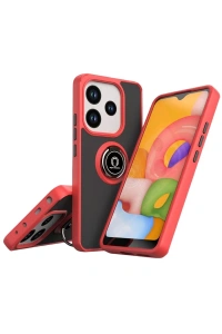 Xiaomi Redmi Note 14 4G Montreal Yüzüklü Silikon Kapak - Kırmızı