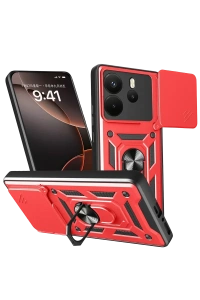 Xiaomi Redmi Note 14 4G Pars Lens Yüzüklü Silikon - Kırmızı
