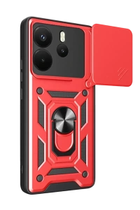 Xiaomi Redmi Note 14 4G Pars Lens Yüzüklü Silikon - Kırmızı