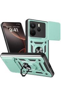 Xiaomi Redmi Note 14 4G Pars Lens Yüzüklü Silikon - Yeşil