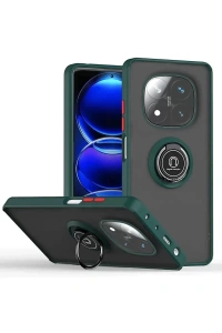 Xiaomi Redmi Note 14 Pro 4G Kılıf Montreal Yüzüklü Silikon Kapak - Yeşil