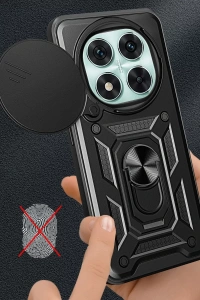 Xiaomi Redmi Note 14 Pro 4G Kılıf Pars Lens Yüzüklü Silikon - Kırmızı