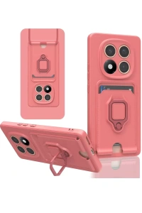 Xiaomi Redmi Note 14 Pro 4G Kılıf Zuma Kartvizitli Yüzüklü Silikon - Pembe