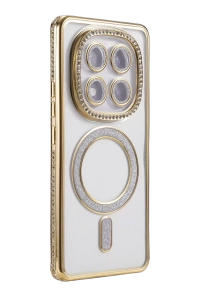 Xiaomi Redmi Note 14 Pro 5G Joke Simli Magneticsafe Kılıf - Gold
