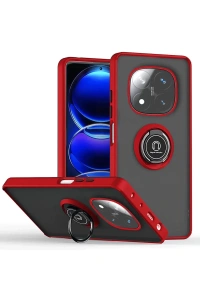 Xiaomi Redmi Note 14 Pro 5G Kılıf Montreal Yüzüklü Silikon Kapak - Kırmızı