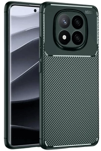 Xiaomi Redmi Note 14 Pro Plus Kılıf Auto Focus Karbon Kapak - Koyu Yeşil
