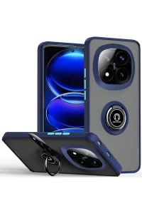 Xiaomi Redmi Note 14 Pro Plus Kılıf Montreal Yüzüklü Silikon Kapak - Lacivert