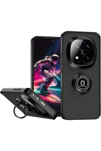 Xiaomi Redmi Note 14 Pro Plus Kılıf Montreal Yüzüklü Silikon Kapak - Siyah
