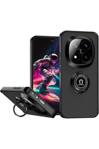 Xiaomi Redmi Note 14 Pro Plus Kılıf Montreal Yüzüklü Silikon Kapak - Siyah