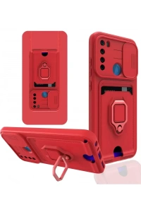 Xiaomi Redmi Note 8 Kılıf Zuma Kartvizitli Yüzüklü Silikon - Kırmızı