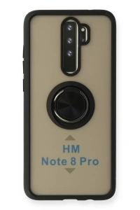 Xiaomi Redmi Note 8 Pro Kılıf Montreal Yüzüklü Silikon Kapak - Siyah