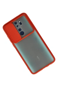 Xiaomi Redmi Note 8 Pro Kılıf Palm Buzlu Kamera Sürgülü Silikon - Kırmızı