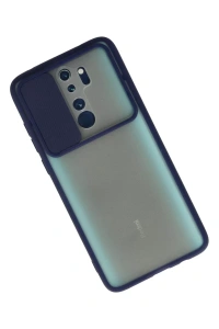Xiaomi Redmi Note 8 Pro Kılıf Palm Buzlu Kamera Sürgülü Silikon - Lacivert