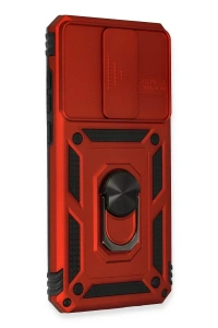 Xiaomi Redmi Note 8 Pro Kılıf Pars Lens Yüzüklü Silikon - Kırmızı