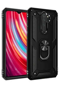 Xiaomi Redmi Note 8 Pro Kılıf Sofya Yüzüklü Silikon Kapak - Siyah