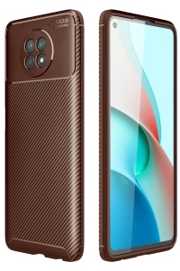 Xiaomi Redmi Note 9 5G Kılıf Auto Focus Karbon Kapak - Kahverengi
