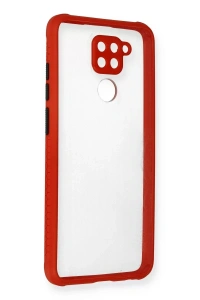 Xiaomi Redmi Note 9 Kılıf Miami Şeffaf Silikon - Kırmızı