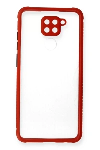 Xiaomi Redmi Note 9 Kılıf Miami Şeffaf Silikon - Kırmızı