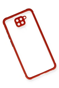 Xiaomi Redmi Note 9 Kılıf Miami Şeffaf Silikon - Kırmızı