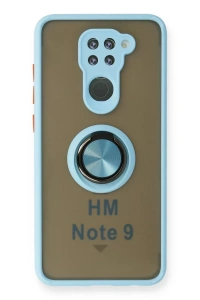 Xiaomi Redmi Note 9 Kılıf Montreal Yüzüklü Silikon Kapak - Buz Mavi