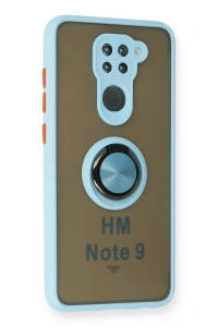 Xiaomi Redmi Note 9 Kılıf Montreal Yüzüklü Silikon Kapak - Buz Mavi
