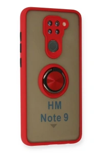 Xiaomi Redmi Note 9 Kılıf Montreal Yüzüklü Silikon Kapak - Kırmızı
