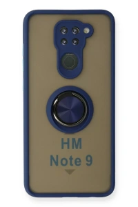 Xiaomi Redmi Note 9 Kılıf Montreal Yüzüklü Silikon Kapak - Lacivert