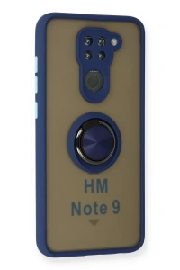 Xiaomi Redmi Note 9 Kılıf Montreal Yüzüklü Silikon Kapak - Lacivert