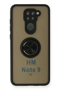 Xiaomi Redmi Note 9 Kılıf Montreal Yüzüklü Silikon Kapak - Siyah
